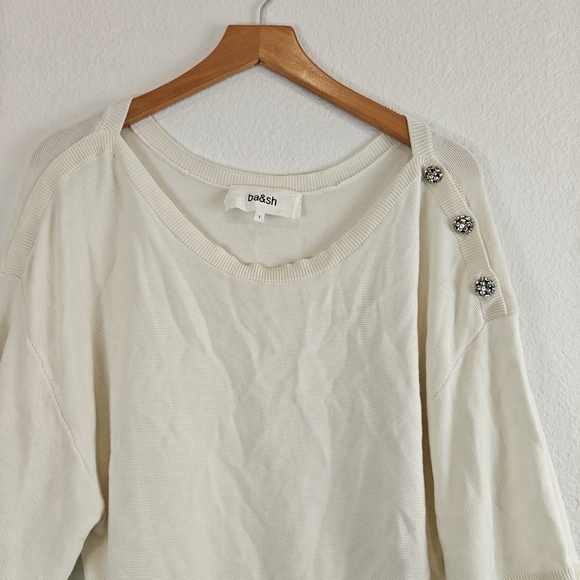 ba&sh Cream Bahi 3/4 Sleeve Boat Neck Jeweled Sweater Small - Picture 7 of 16